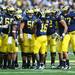 Michigan huddles on the field during the first half against Eastern Michigan at Michigan Stadium on Saturday. Melanie Maxwell I AnnArbor.com